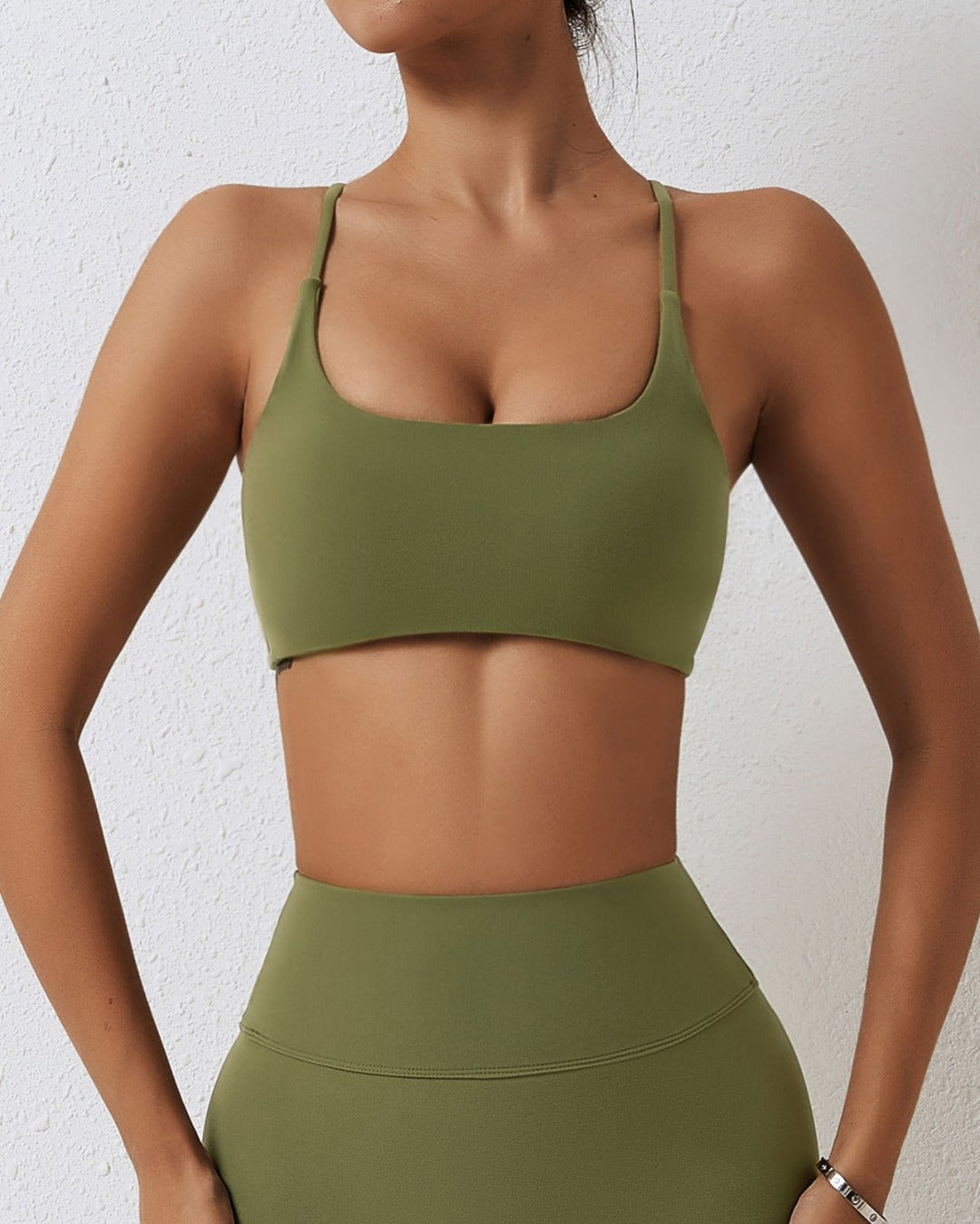 naked crossover sports bra - organic green