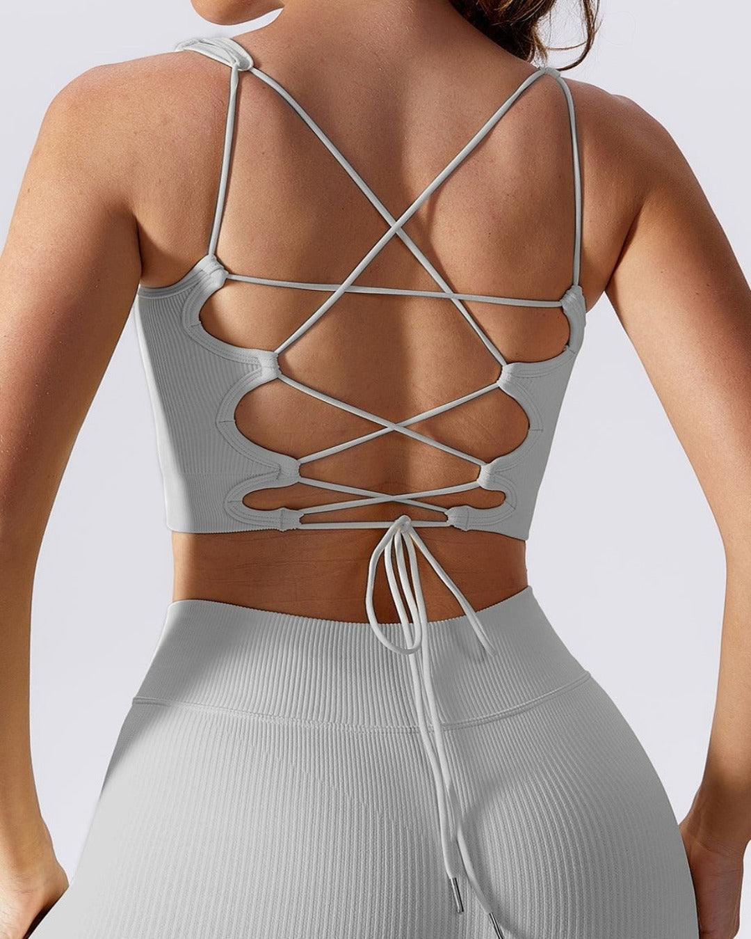 OPEN BACK SPORTS TOP - LIGHT GREY
