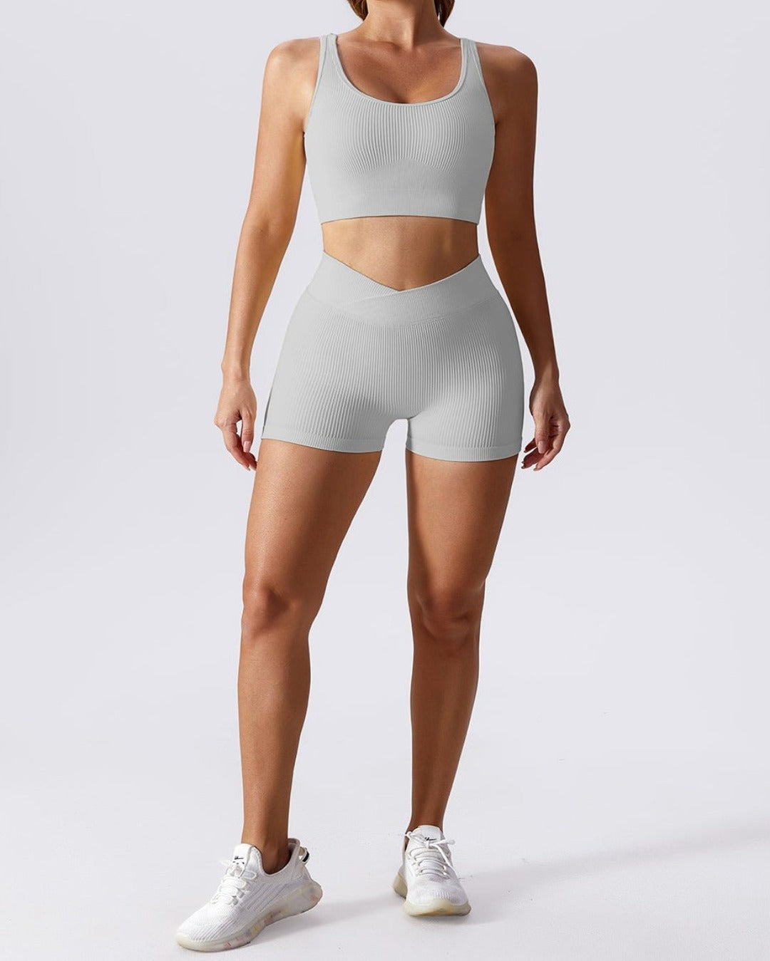 OPEN BACK SPORTS TOP - LIGHT GREY