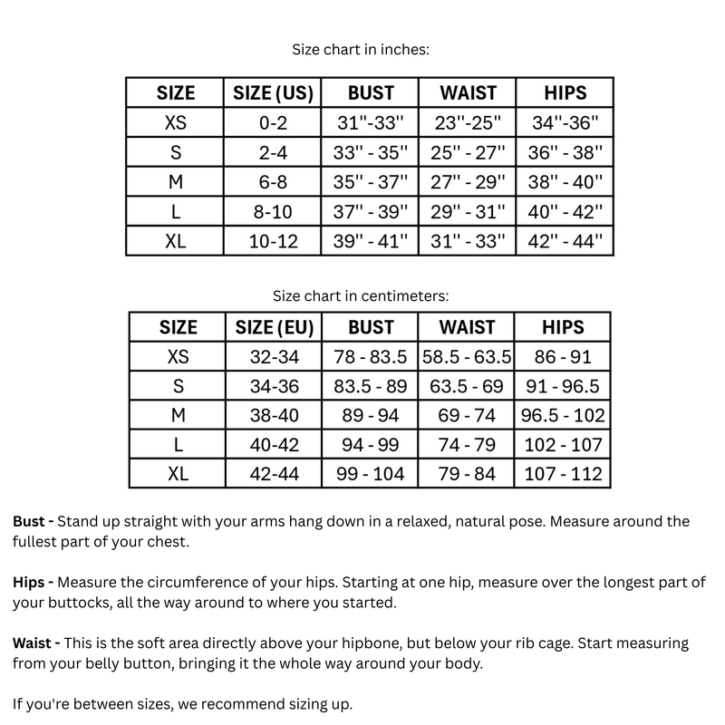 Size chart for Side Tie Tennis Dress