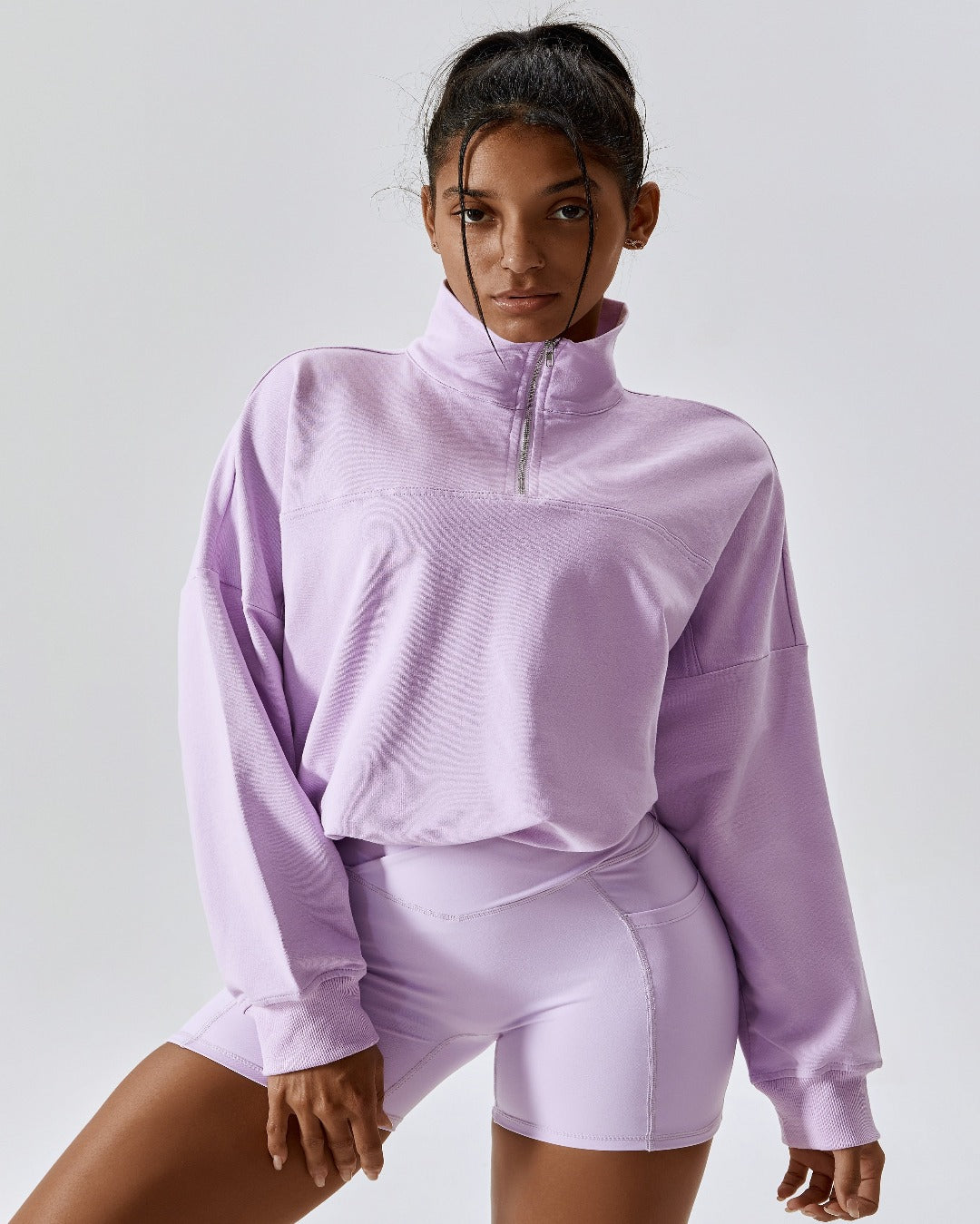 oversized half zip sweatshirt - lilac