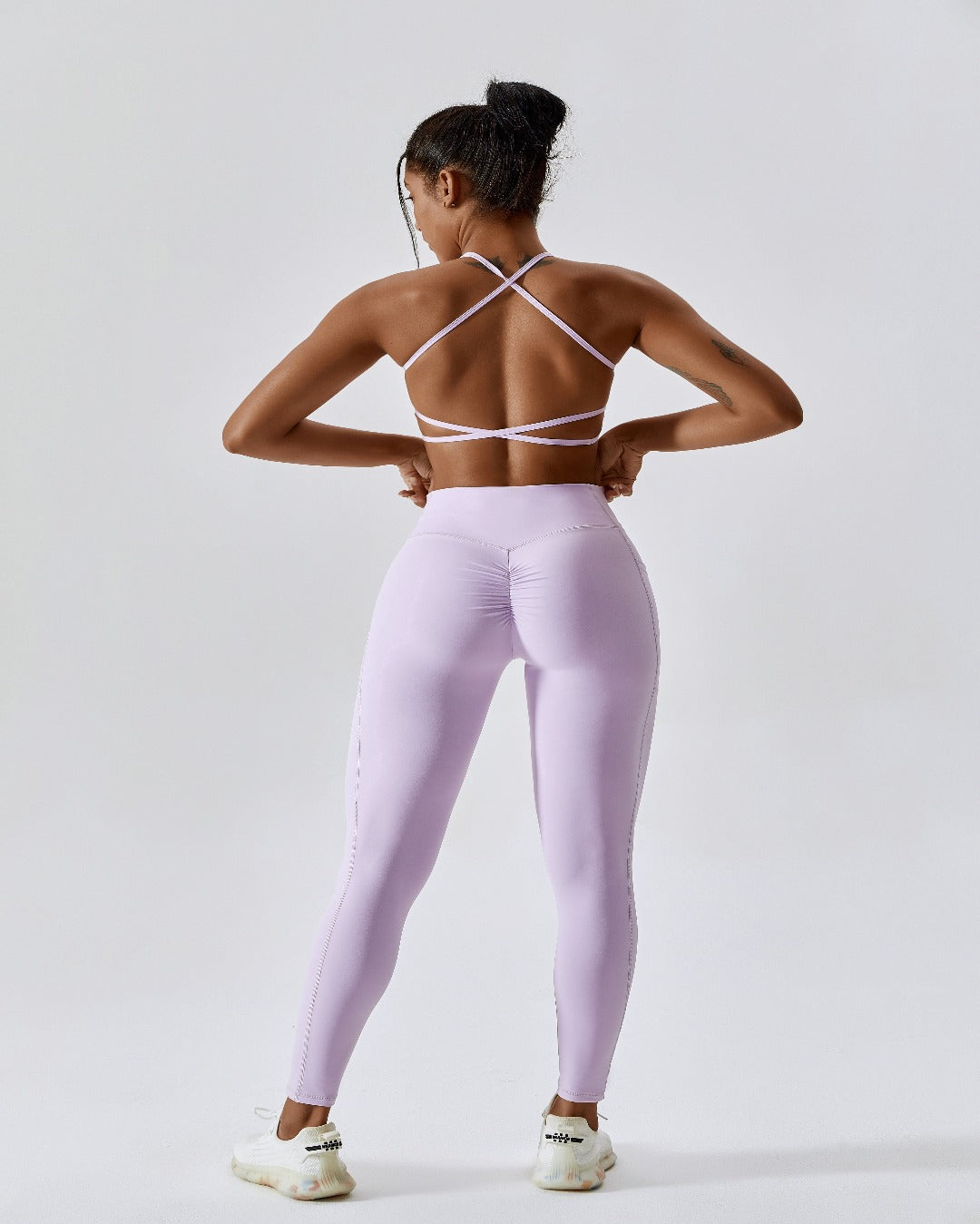 CROSSOVER LEGGINGS WITH POCKETS - LILAC
