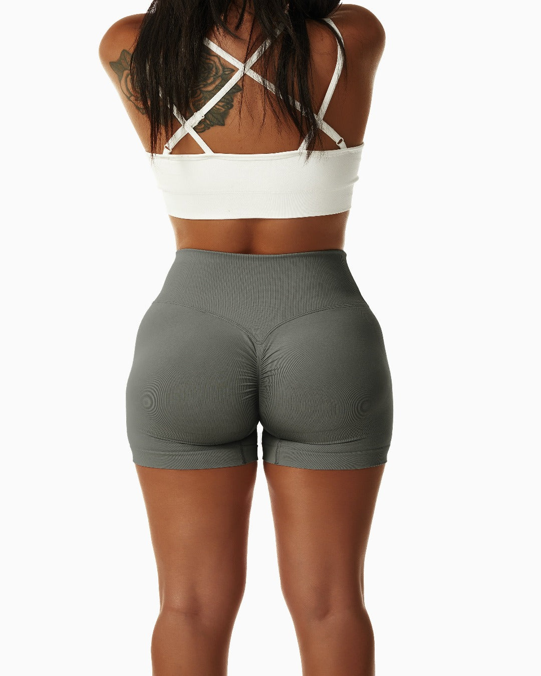 crossover scrunch bum shorts - grey