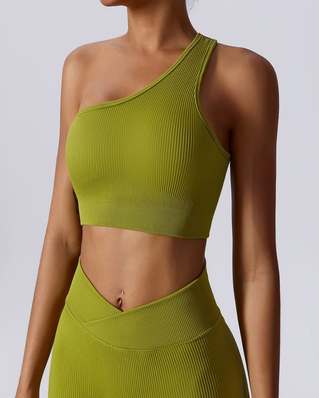 ONE STRAP CROP TOP - OLIVE GREEN