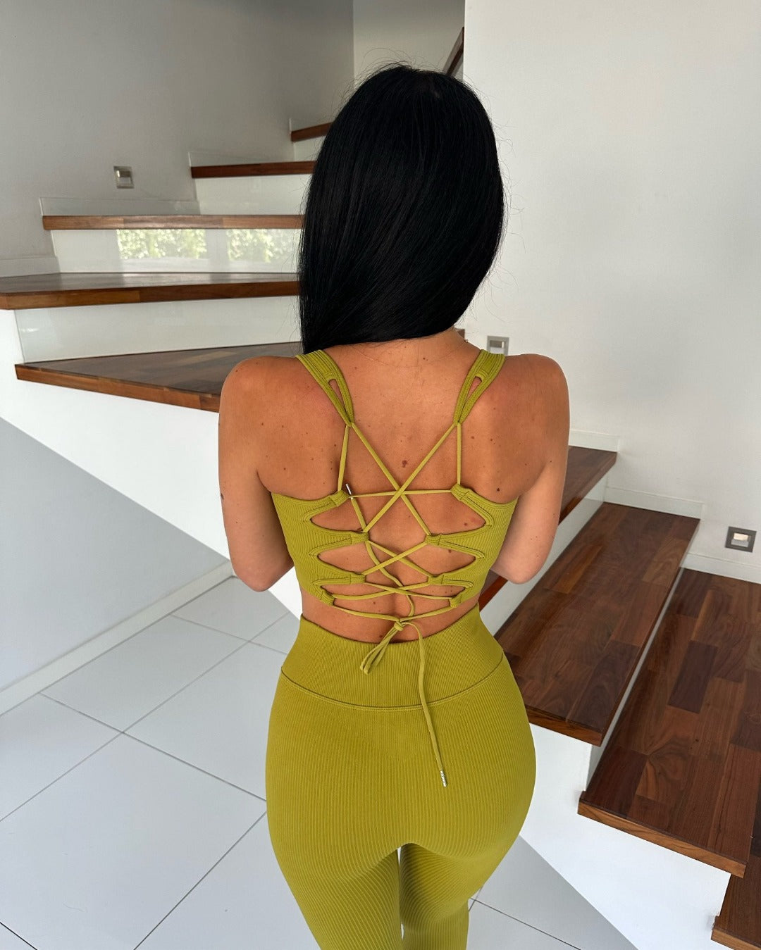 OPEN BACK SPORTS TOP - OLIVE GREEN
