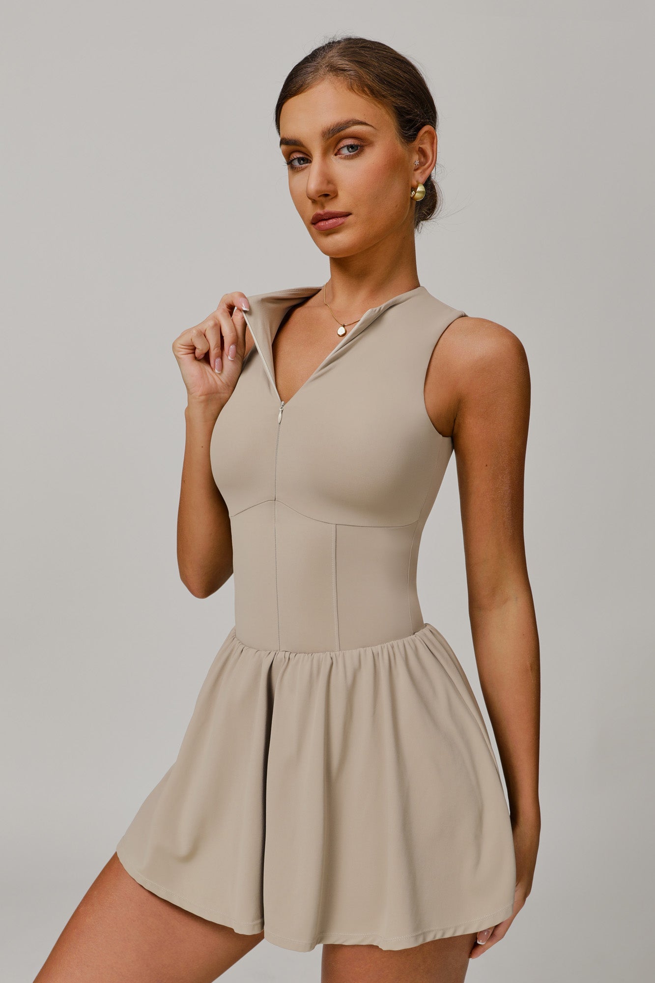Court Zip Pleat Tennis Dress