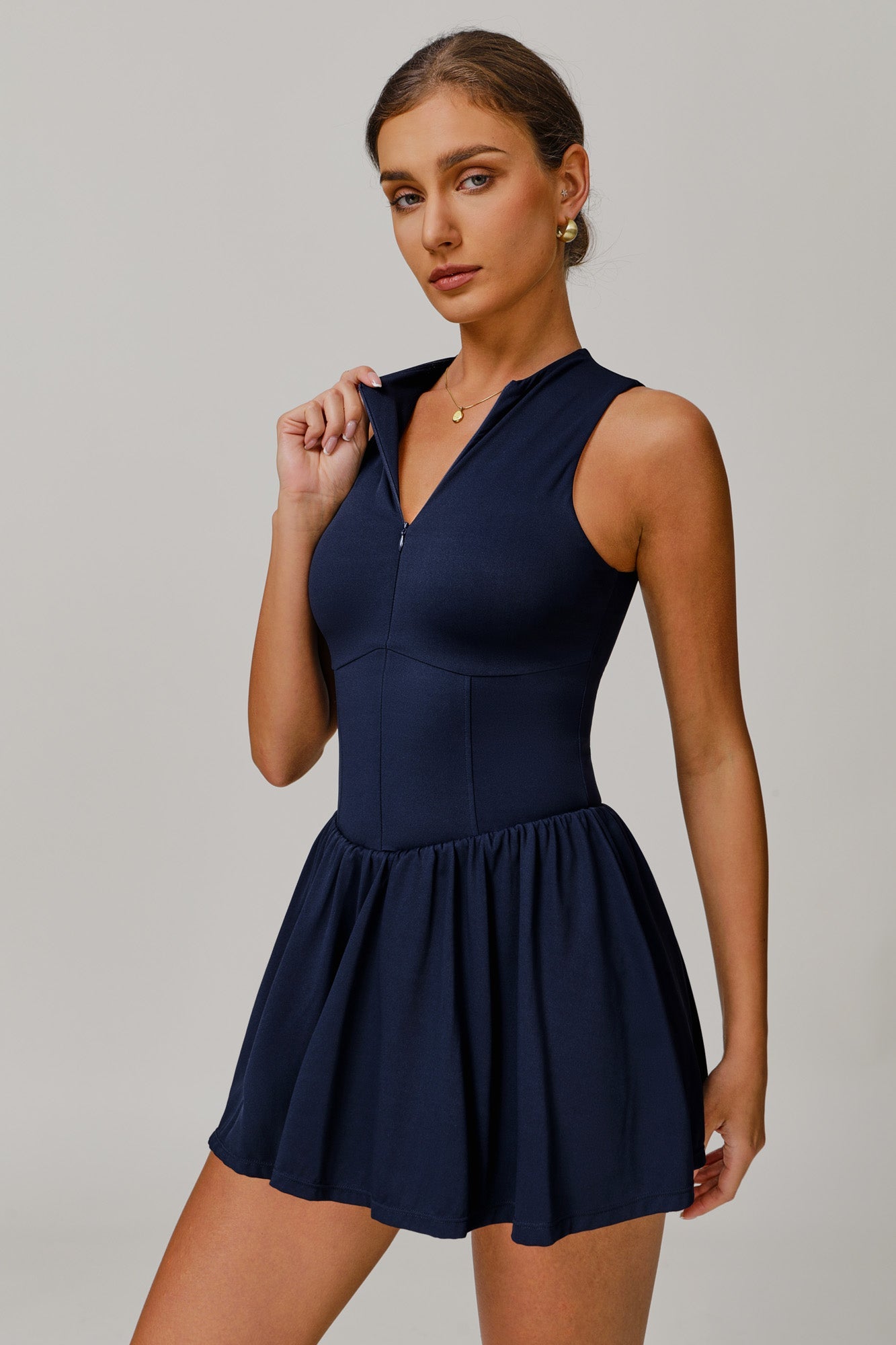 Court Zip Pleat Tennis Dress
