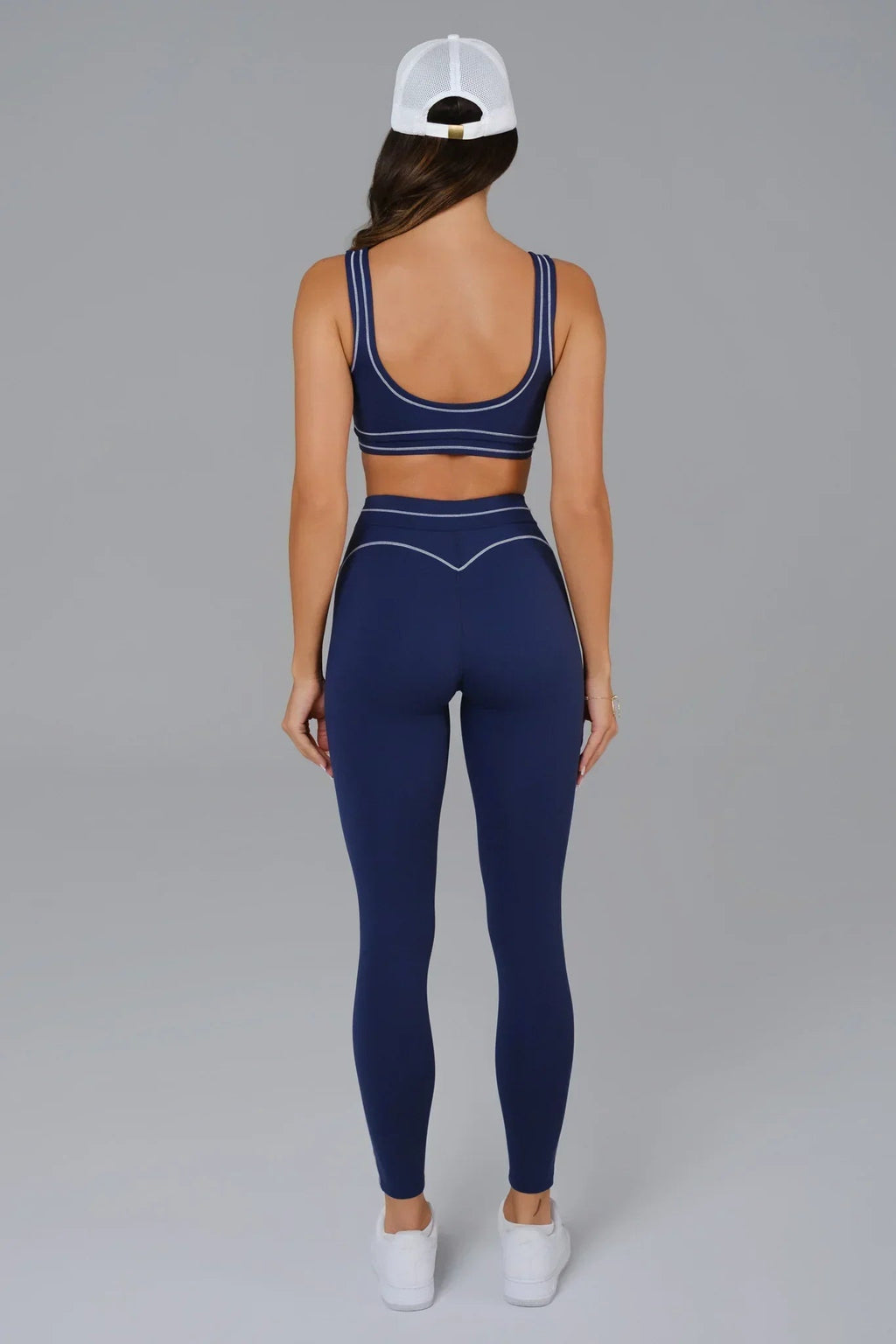 Woman wearing a Navy workout set