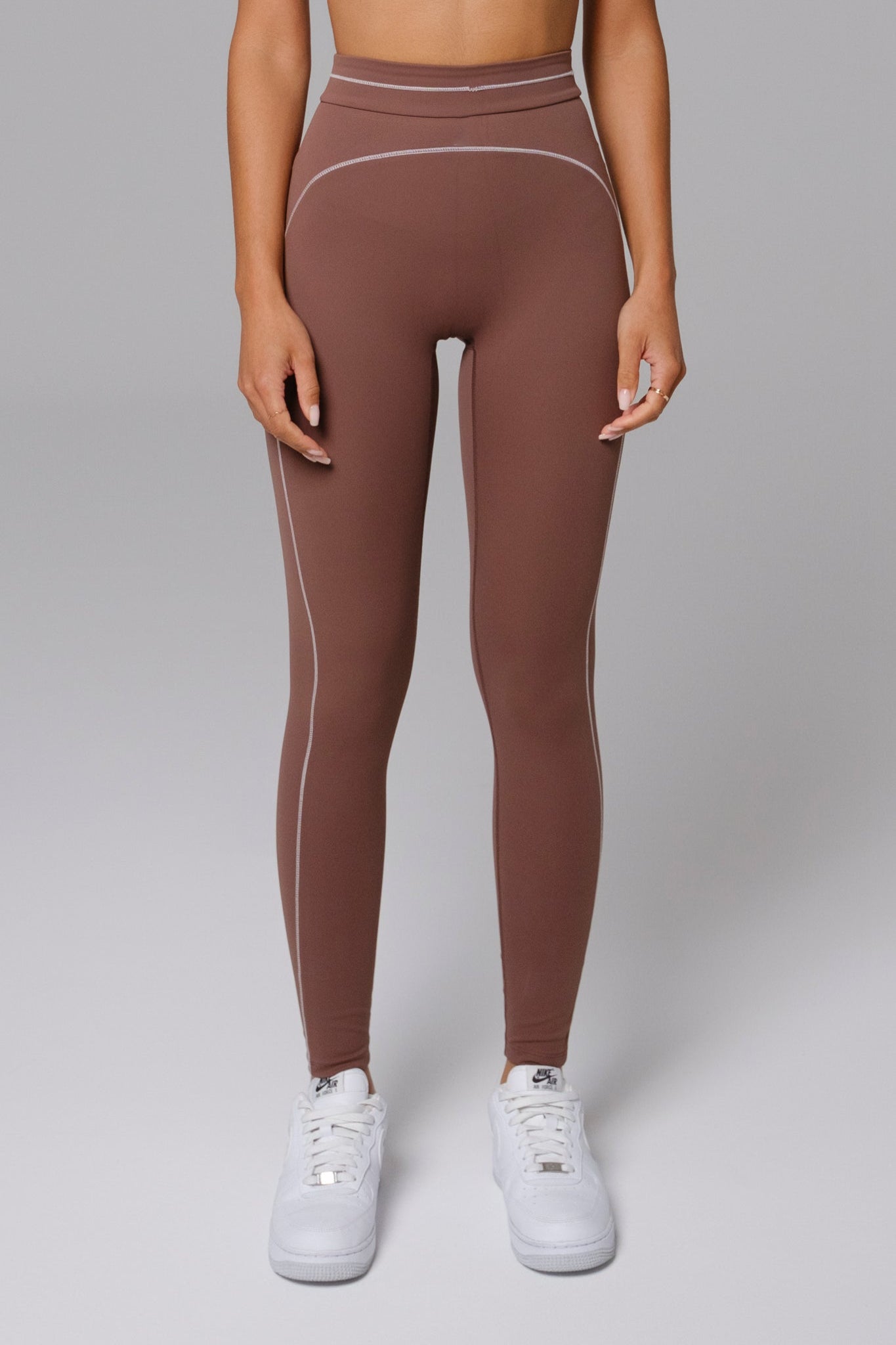Woman wearing a Mocha leggings