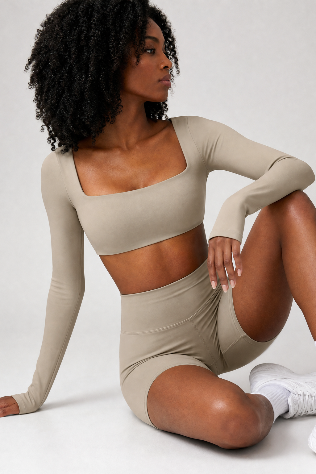 Square Neck Long Sleeve Crop Top