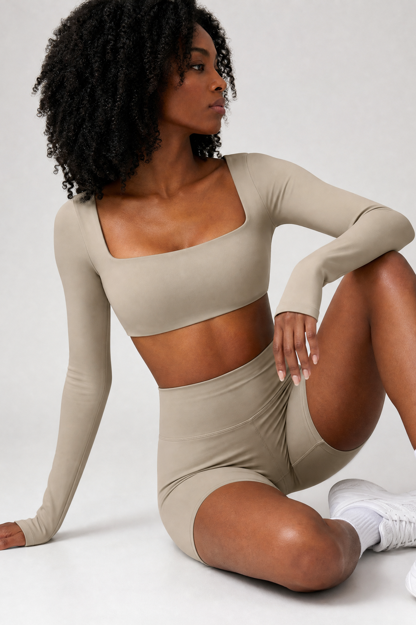 Square Neck Long Sleeve Crop Top