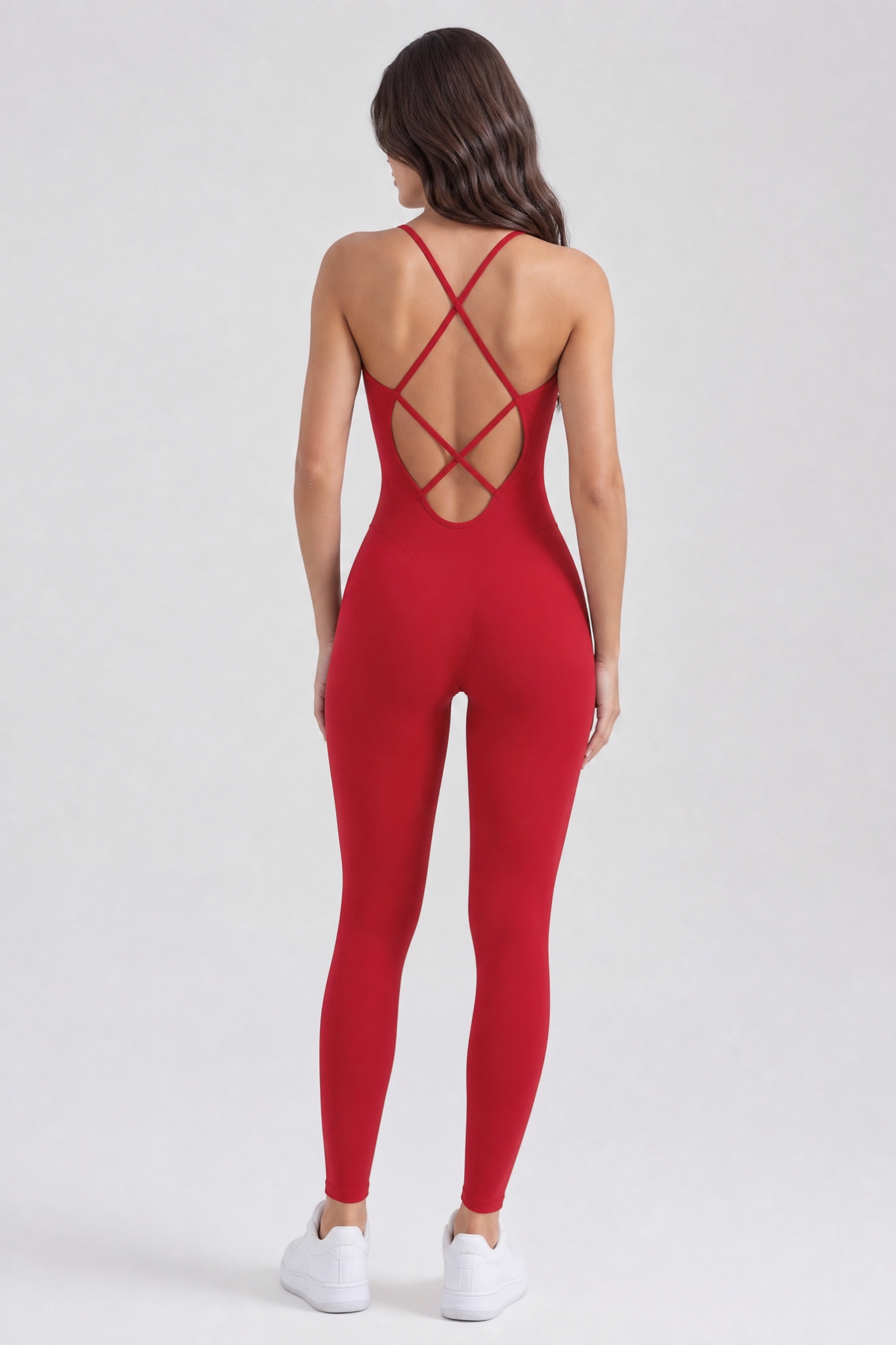 Red Sculpt Jumpsuit with criss cross back