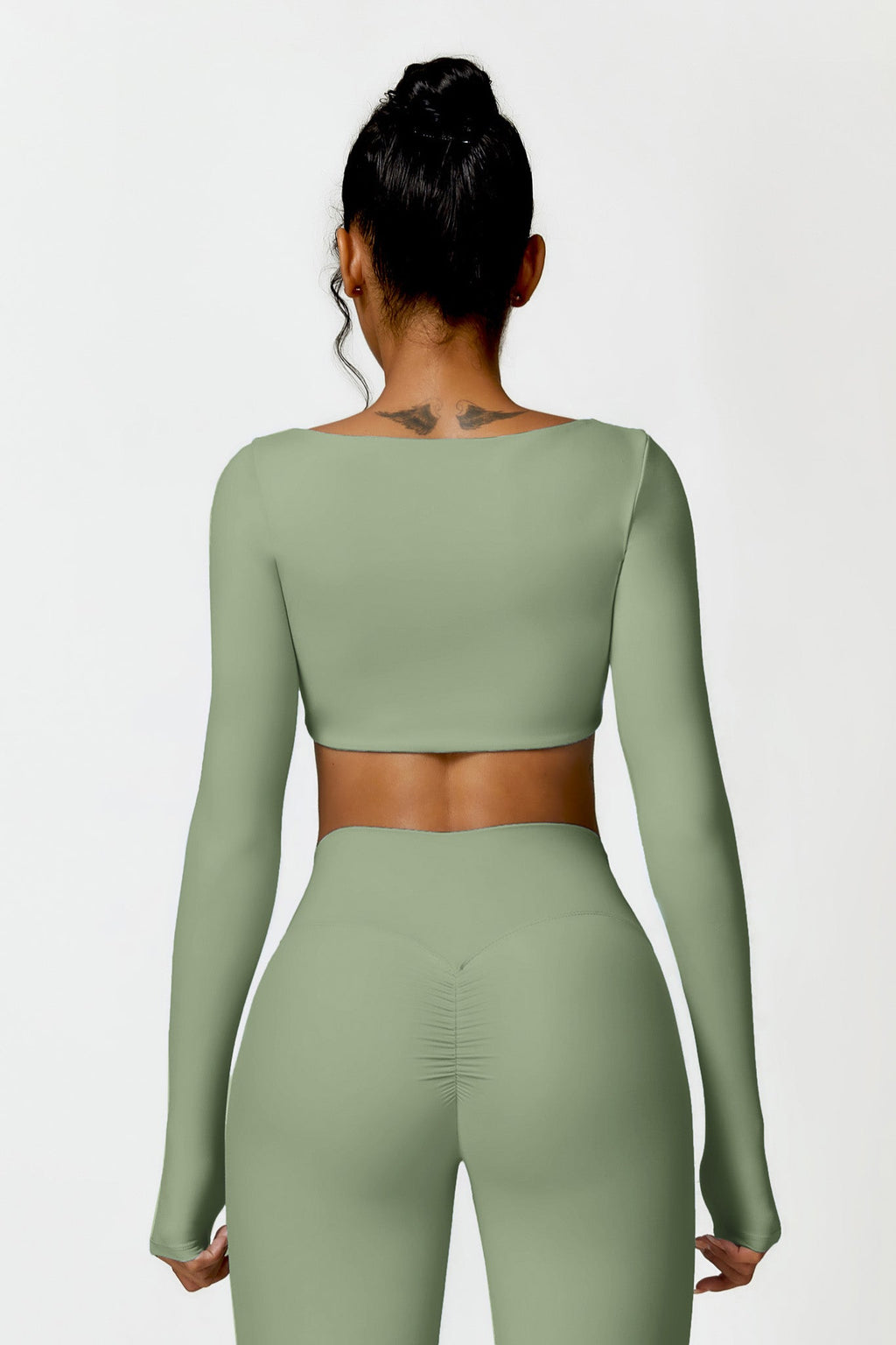 Square Neck Long Sleeve Crop Top