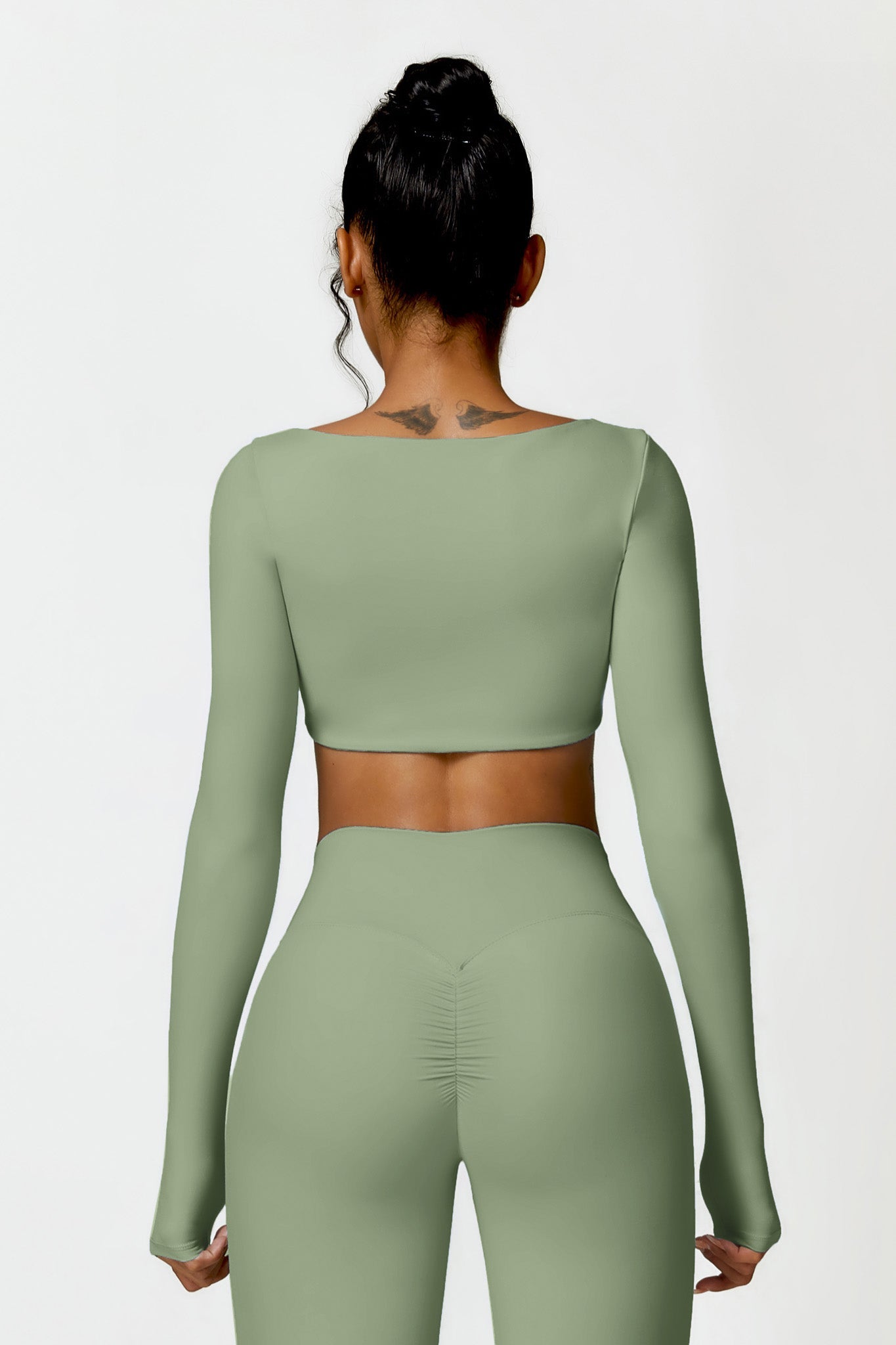Square Neck Long Sleeve Crop Top