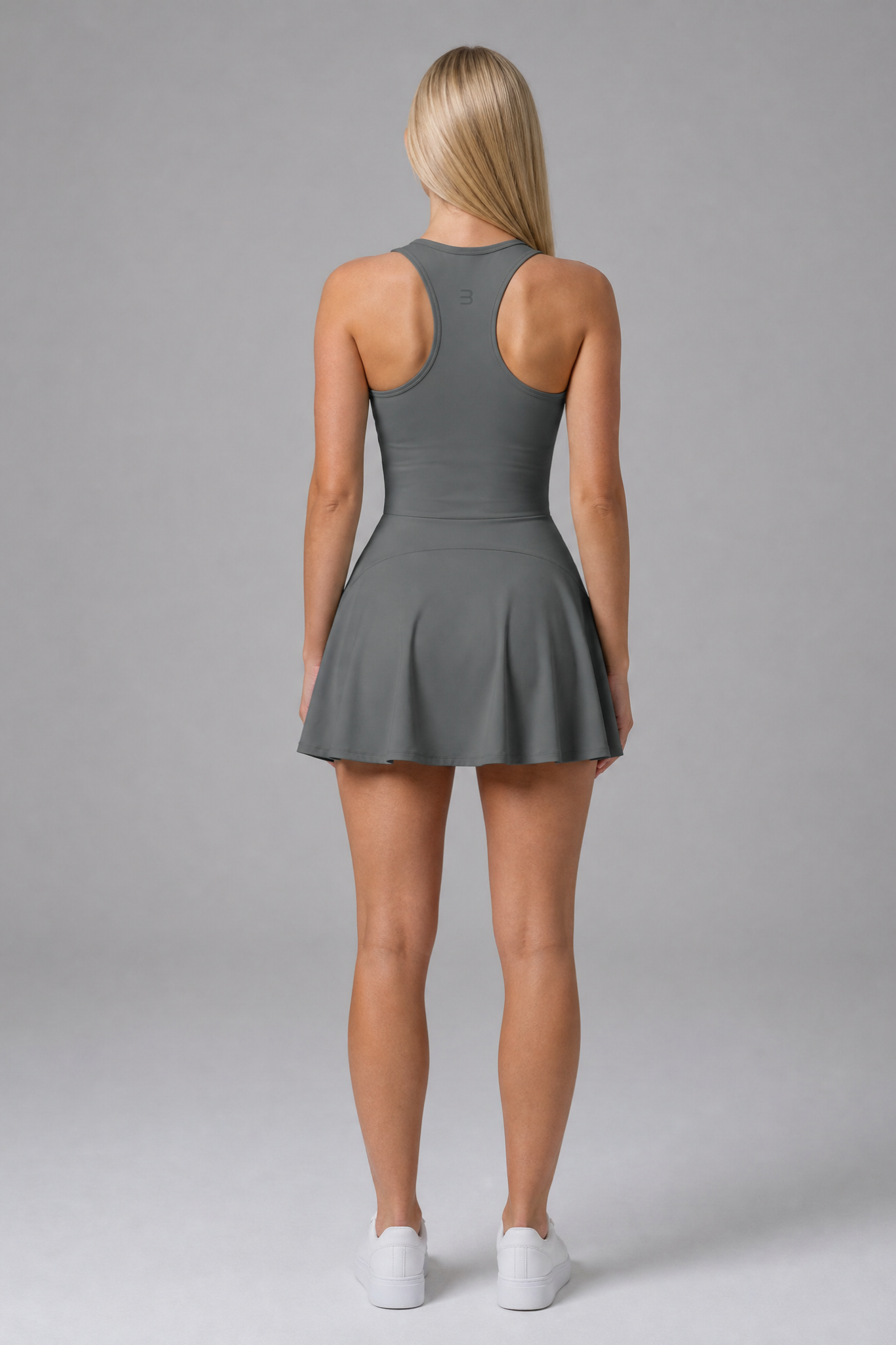 Sporty Chic Mini Dress with Shorts in Grey