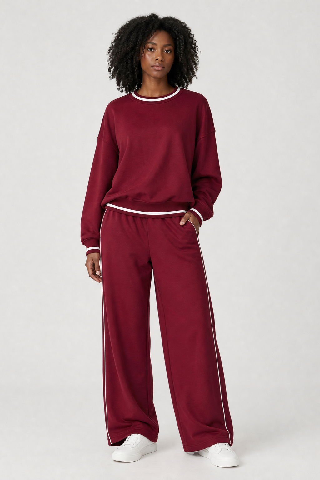 Formé Wide Leg Sweatpants in Cherry