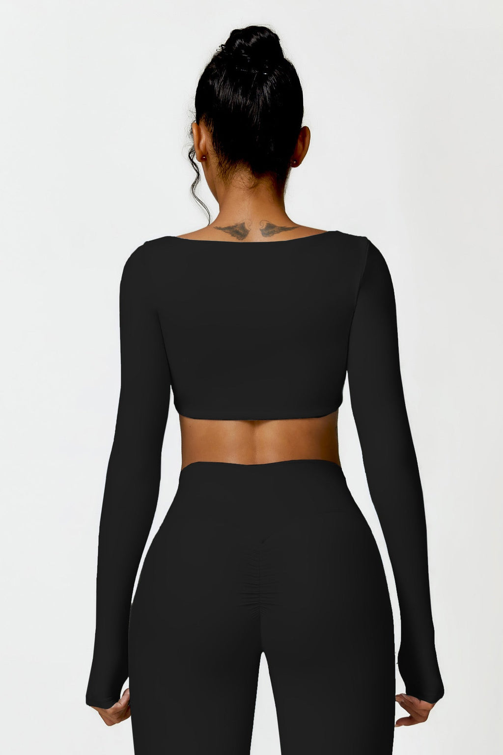 Square Neck Long Sleeve Crop Top