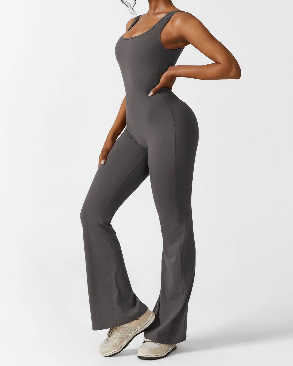 V Back Flare Jumpsuit