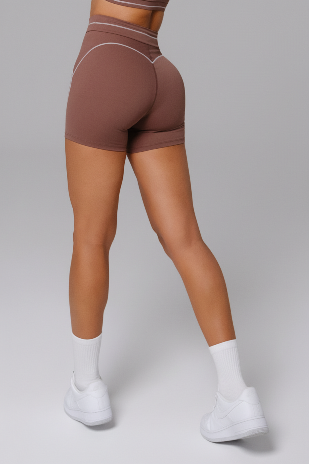 Mocha Brown high-waisted shorts 