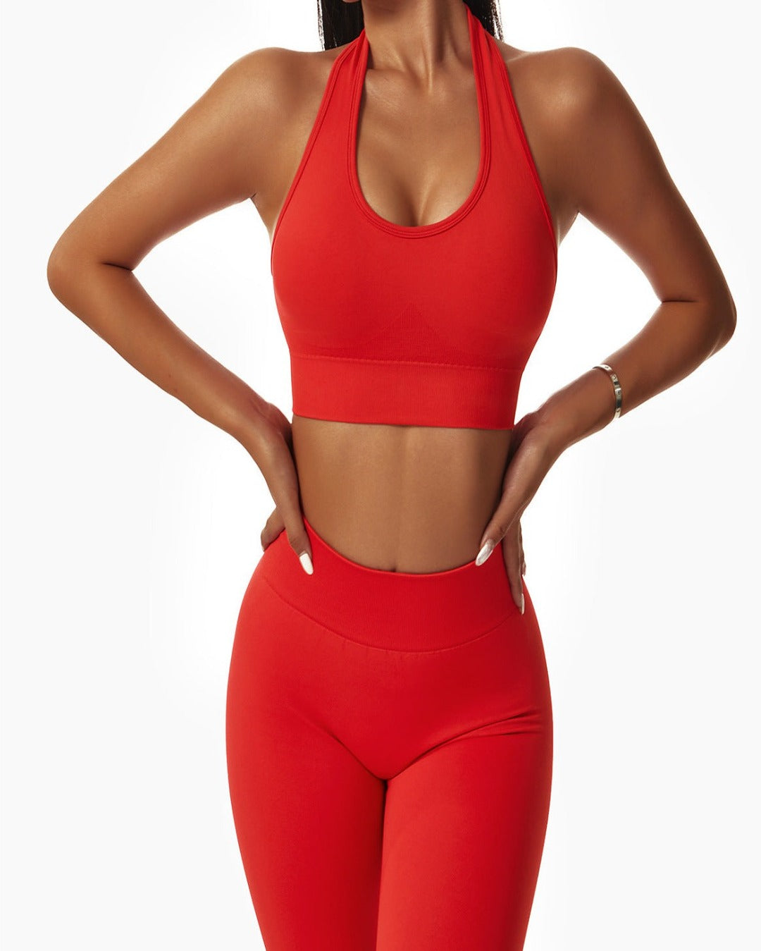 high waist seamless leggings - lava red