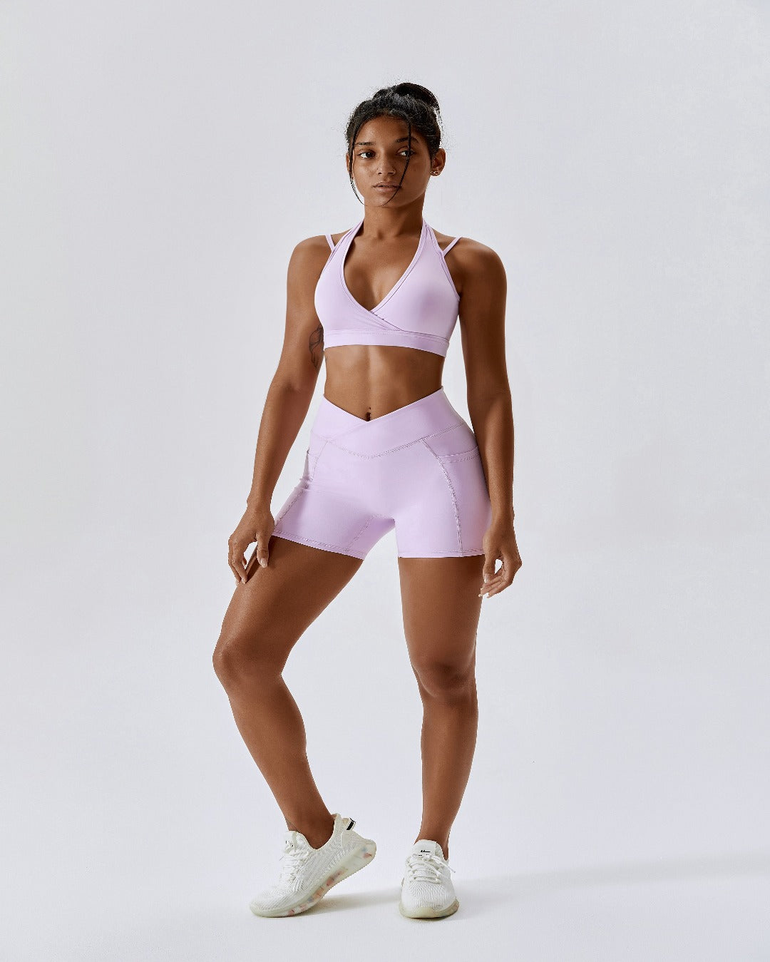 Square Neck Sports Bra Clothing in LILAC SNOW - Get great deals at