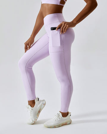 Purple crossover legging pockets