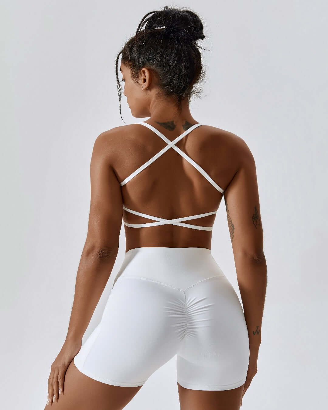 White Cross Back Sports Bralette Thin strap backless sports bra