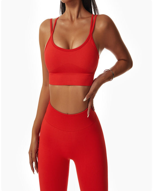 SEAMLESS SUPPORTIVE SPORTS BRA - LAVA RED
