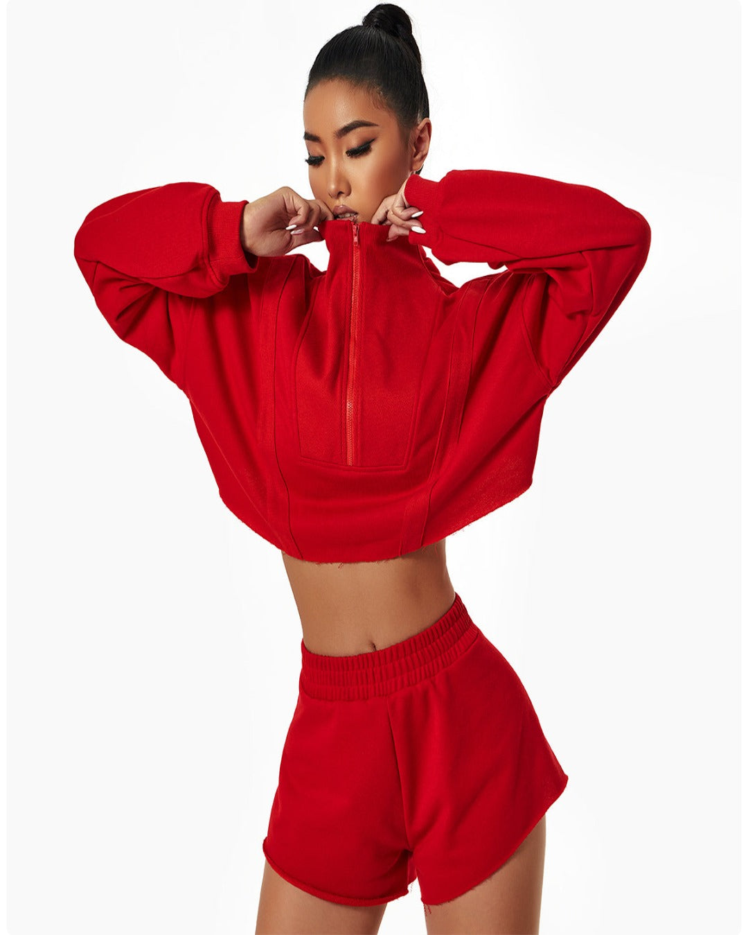Lava Red Cropped Sweatshirt