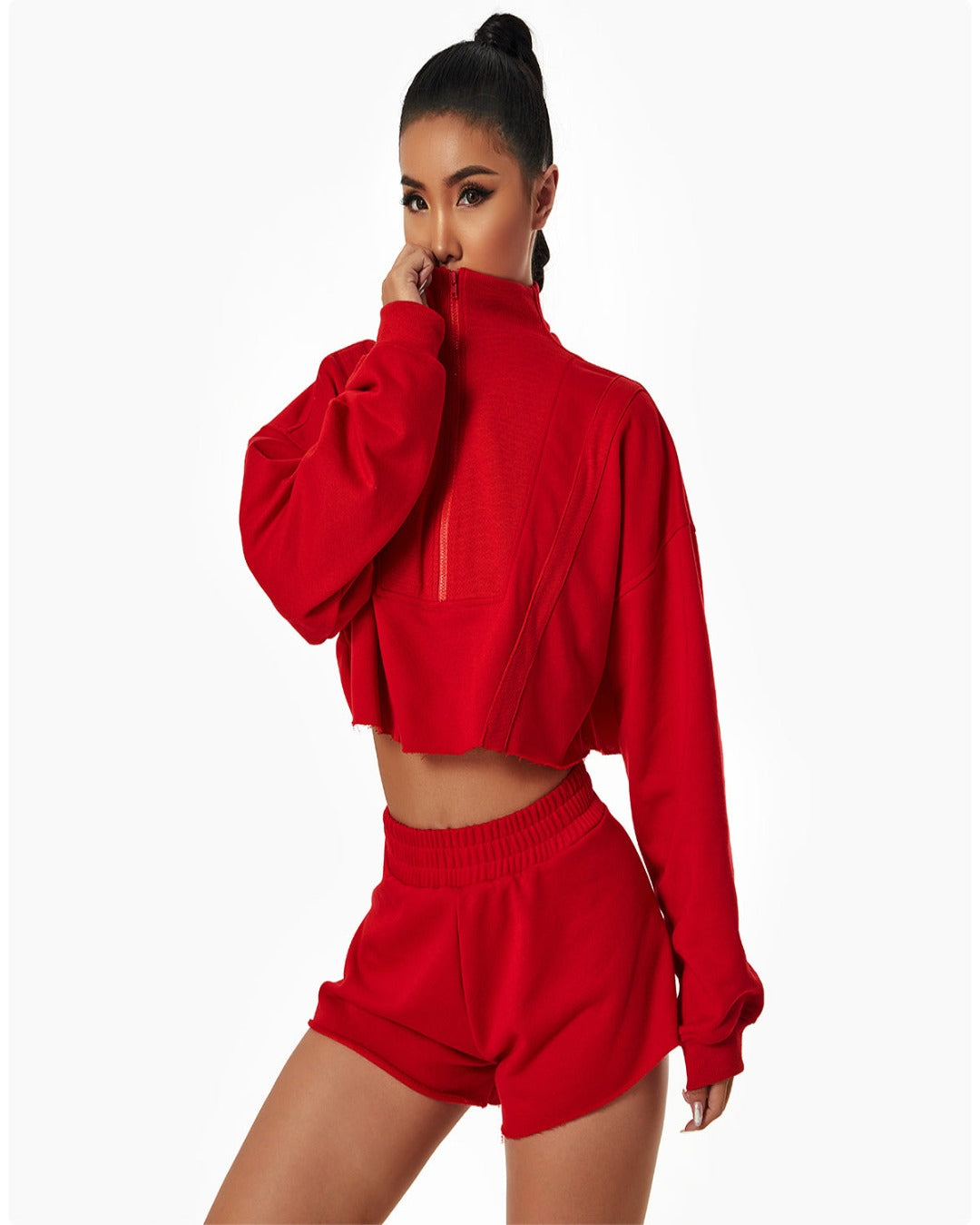 Lava Red Cropped Sweatshirt