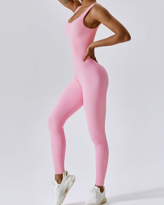 COMMITTED SCOOP NECK JUMPSUIT - LIGHT PINK